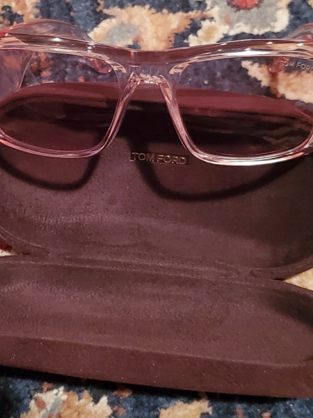Tom Ford Translucent Pink Rectangular Women's Eyeglasses